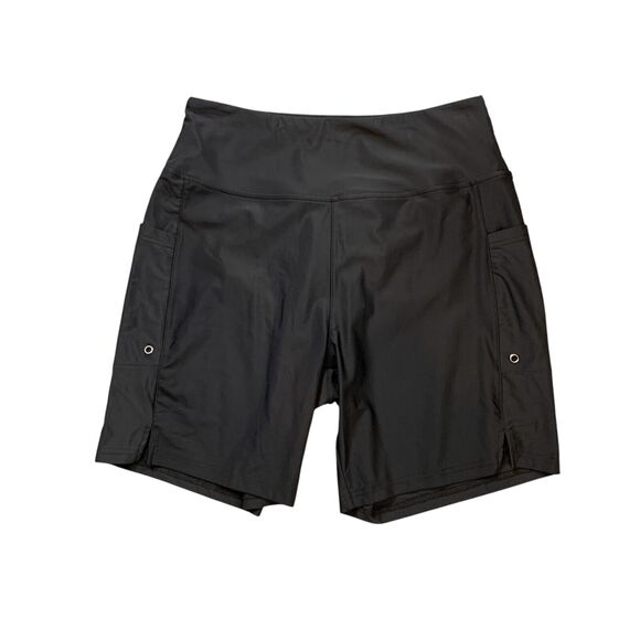 Gradual Shorts Women M Medium Black Stash Pocket Wide Waistband Athletic Stretch - Picture 1 of 11